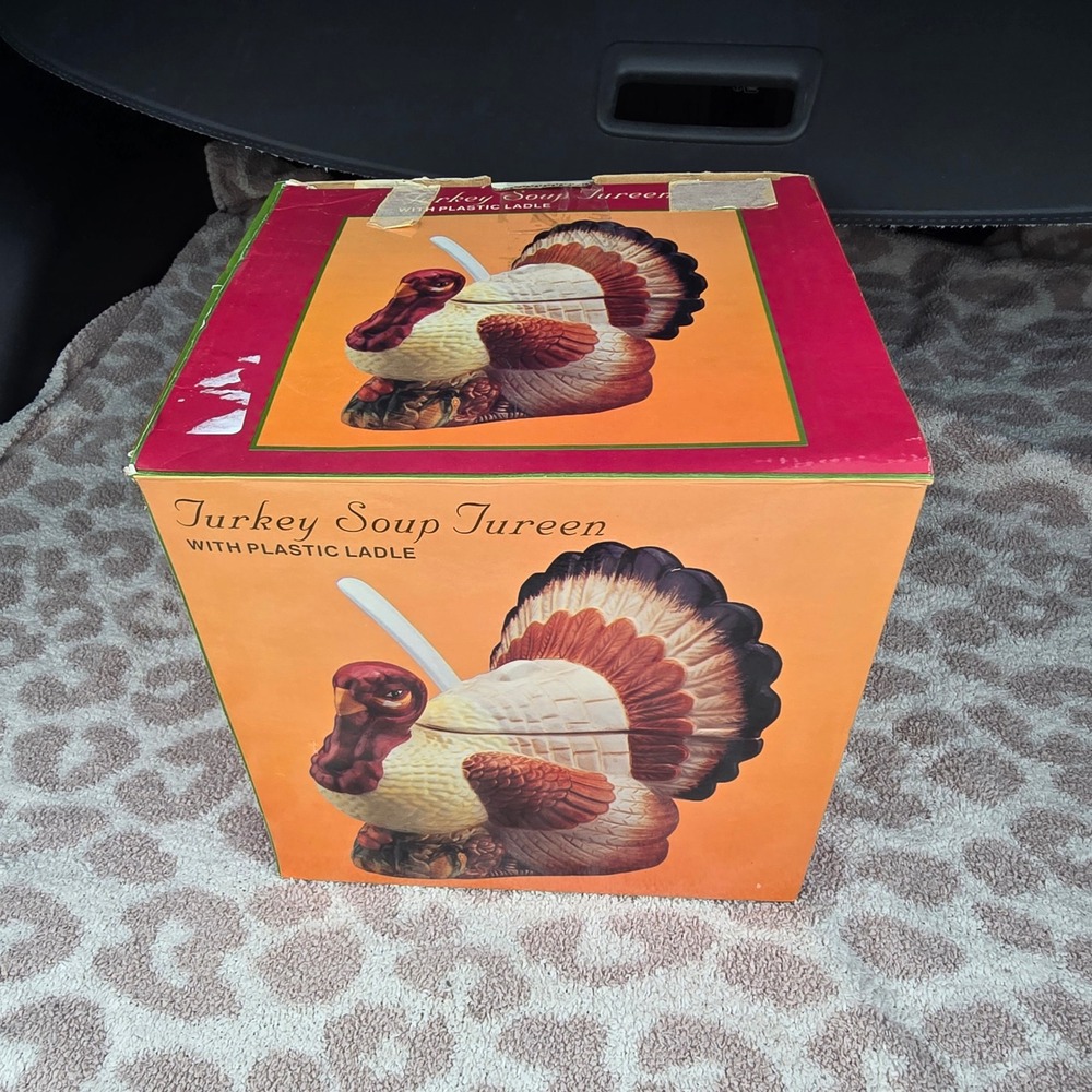 Vintage Turkey Soup Tureen with Ladle Thanksgiving Fall Decor Midwestern Home